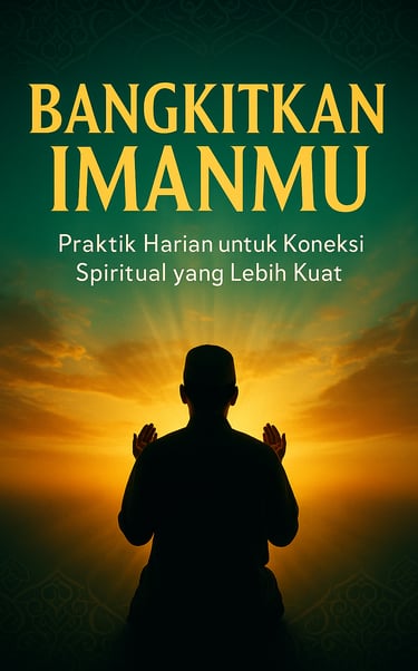 "Muslim berdoa di bawah cahaya fajar, simbol kebangkitan iman dan kekuatan spiritual harian."