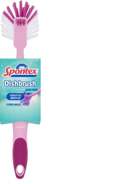 a pink brush with a pink toothbrush and a toothbrush