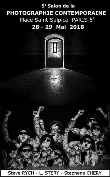 une affiche d'une photo en noir et blanc pour le salon de saint sulpice à paris