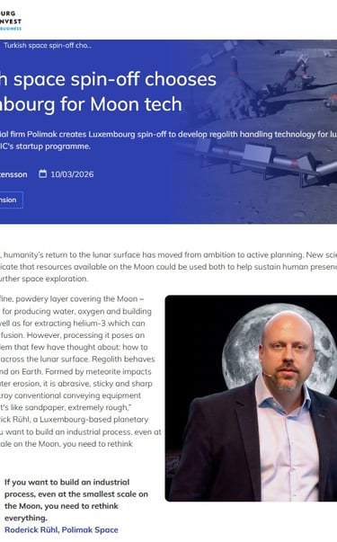 Space News for Space Mining Moon Missions and Lunar Operations Investment of Polimak Space