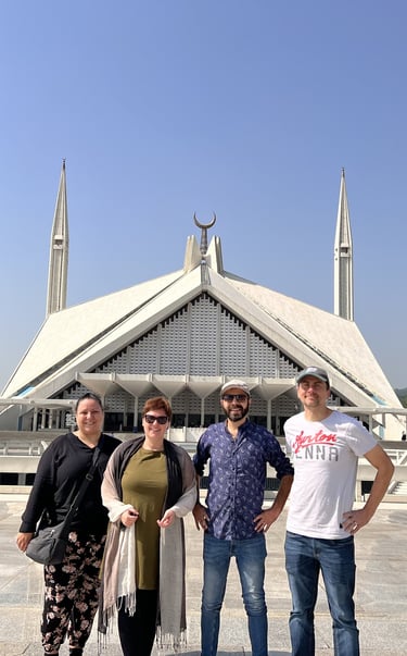  German tourists at Faisal Mosque in Islamabad, Pakistan