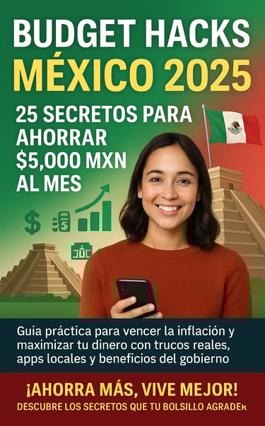 "Portada del ebook Budget Hacks México 2025: guía práctica para ahorrar $5,000 MXN al mes y vencer l