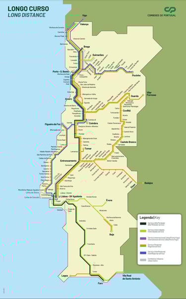 Mapa serviços Alfa Pendular Inter Cidade Regional CP
