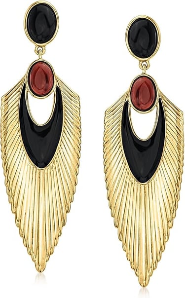 Garnet Art Deco-Inspired Drop Earrings . Riss Simons