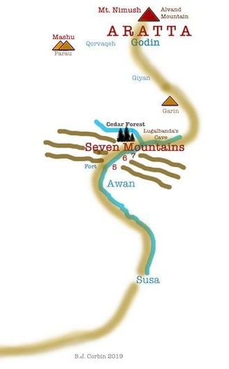 Map by B.J. Corbin of the way to Aratta