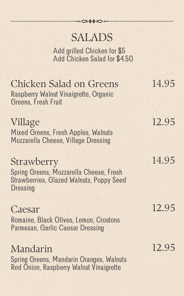a menu of a restaurant menu with a menu for a restaurant