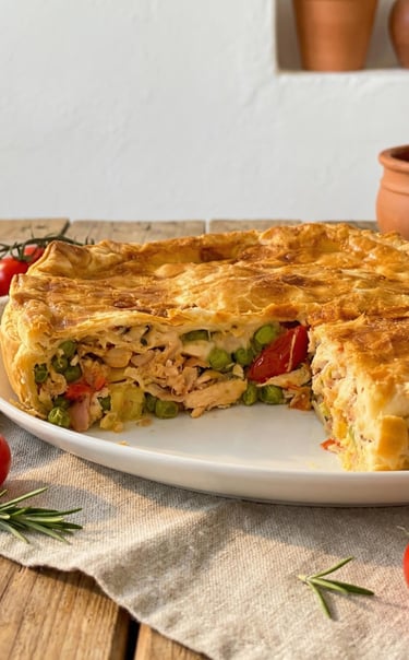 Torta salata di pollo e verdure