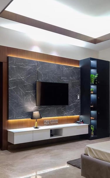 Luxury Modern Interior Design for Flats Apartments- modern TV wall