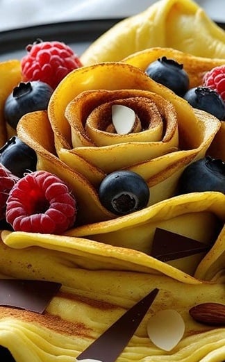 Protein omelette recipe - Sweet omelette with berries, dark chocolate & almonds