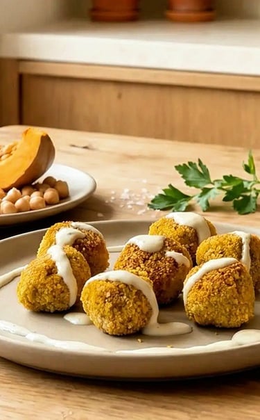 Vegan veggie balls made with pumpkin and chickpeas
