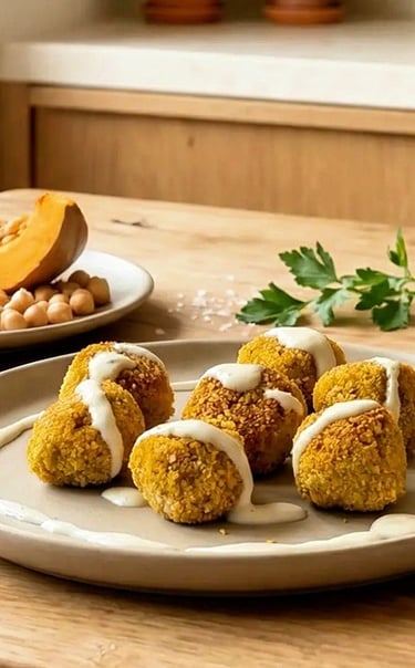 Mediterranean veggie balls recipe made with pumpkin and chickpeas