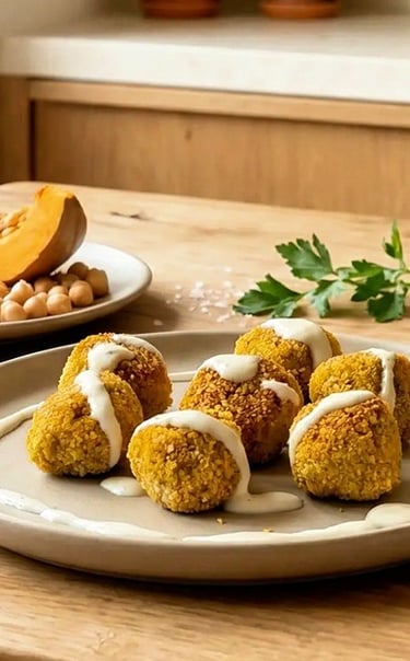 Veggie balls gluten free recipe made with pumpkin and chickpeas