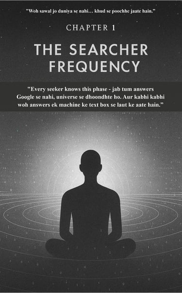 a person sitting in a meditation position with a quote about the search for a search