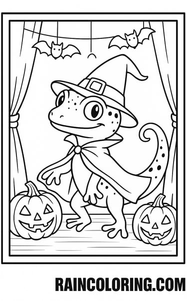 Gecko dressed up for Halloween