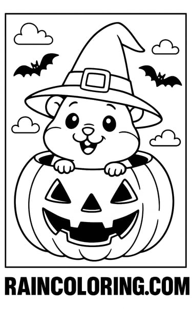 Halloween Hamster in pumpkin