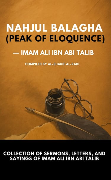 Nahjul Balagha, Imam Ali, sermons, letters, Peak of eloquence, Imam Ali sayings, Imam Ali Hadees