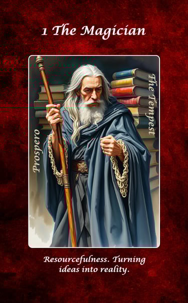 The Magician tarot card from the Shakespeare tarot deck.