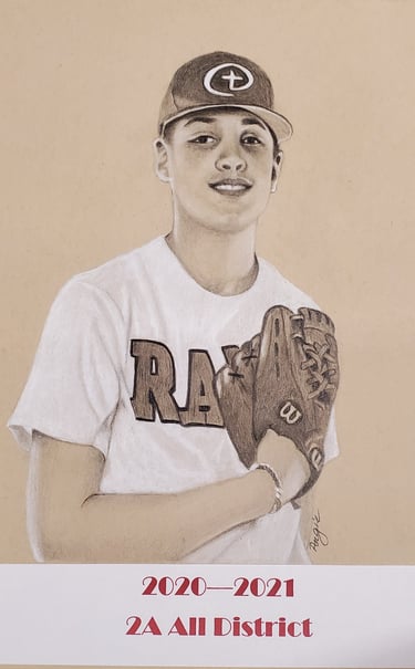 a drawing of a baseball player with a baseball glove