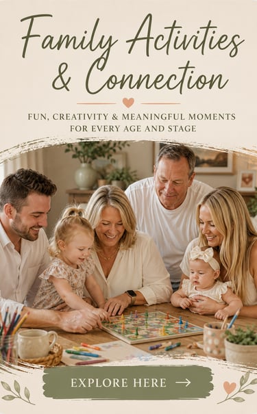 A multi-generational family enjoys fun family activities and connection while playing a board game together.