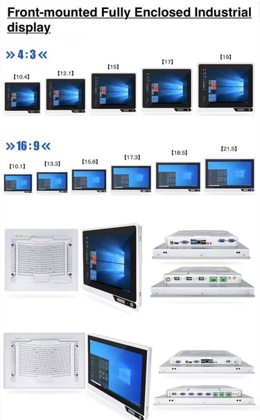 claratech's Front-mounted Fully Enclosed Industrial Display specifications