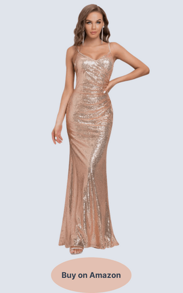 Ever-Pretty Women Sweetheart Mermaid Sequin Floor Length Evening Prom Gowns Rose Gold