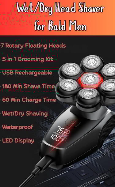 Wet / Dry Head Shaver for Bald Men Grooming Kit