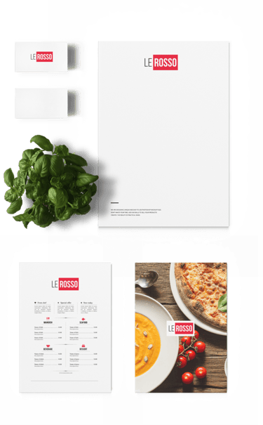 Restaurant brand mockup files — packaging signage digital