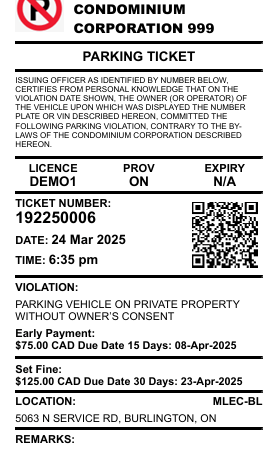 Private Condominium Ticket