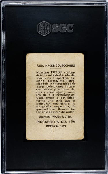 1926 Piccardo & CIA Cigarillos Plus Ultra Basketball Card E8 Cub Belgrano Cordoba reverse Back