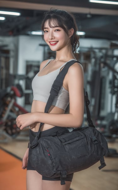 Good looking girl crossbody customized gym bag