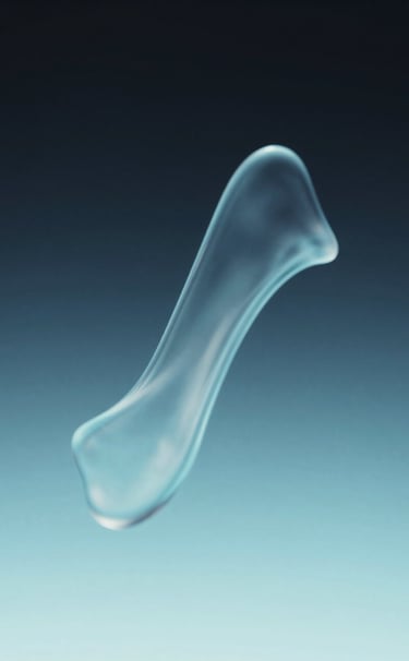 A minimalist, artistic shot of dynamic fluid simulation, looking like digital liquid frozen in motion. Colors include #4A6B8A and #8FE3F5 against a deep #0d1026 canvas.