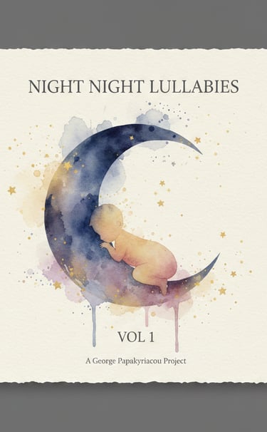 "Night Night Lullabies - Watercolor Moon Album Art for Baby Sleep Music"