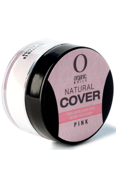 acrilico natural cover, frasco en fondo blanco marca organic
