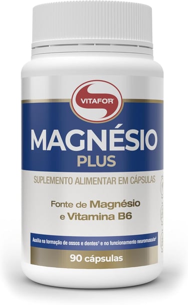 Suplemento Magnésio Plus Vitafor com B6: absorção e relaxamento. Vida Performance