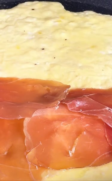 Add your ham and cheese to your savory omelette