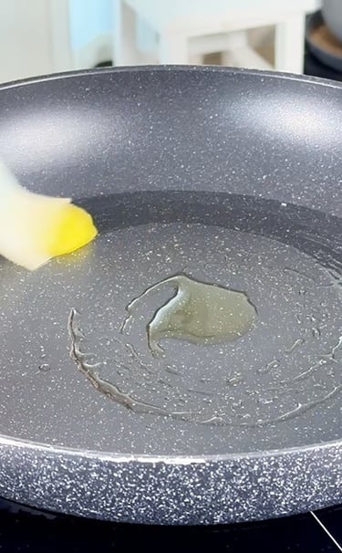 Heat the pan to make a savory omelette