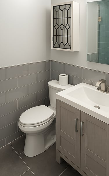 a modern renovated bathroom and sink