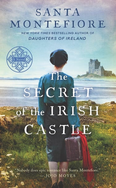 Cover of "The Secrets of the Irish Castle" with a woman near a seaside castle.