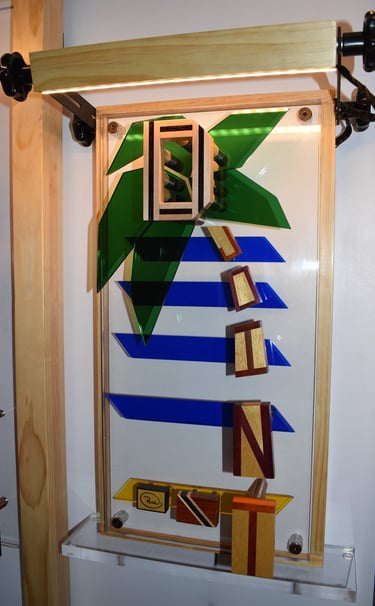 D JOINT wall pic-light bar/case/opt. plexi art base-richWOODart.com-13 1/2"x25 1/2"-8 lbs.+  