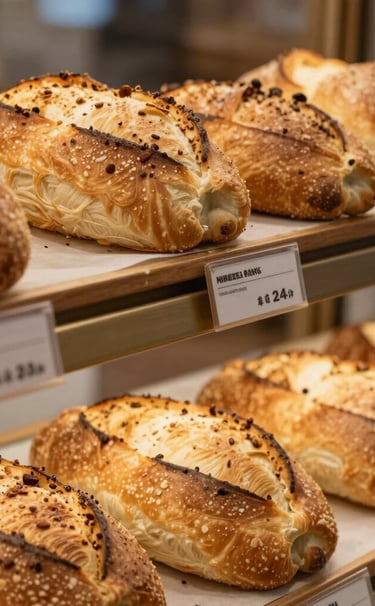 Close-up of a rustic artisan bread loaf with a perfectly crisp crust and soft interior, softly lit against a white background.