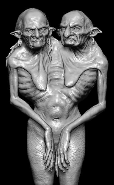 Original dual headed fantasy character designed through professional 3D sculptural services