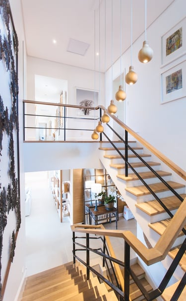 Open plan, light and modern stair well in a house