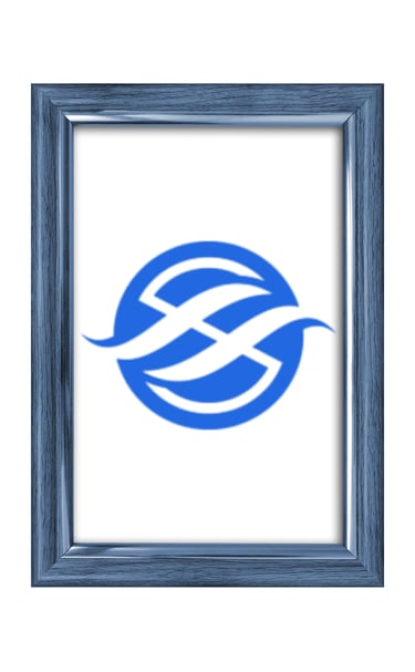 Logo de un cliente enmarcado en un cuadro