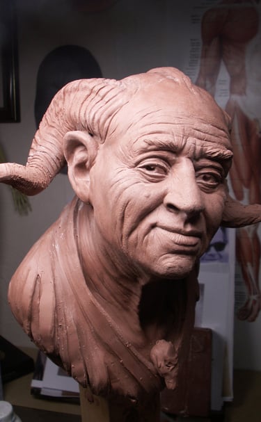 Fantasy character bust sculpted in clay as part of professional 3D sculptural services