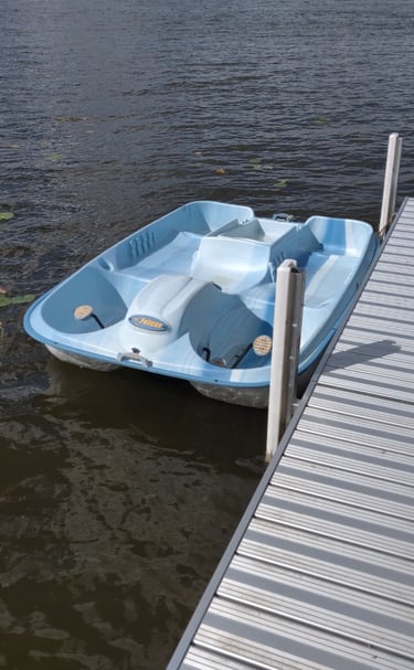 paddleboat at dock lakeside lake views southern michigan vrbo airbnb dock short term rental