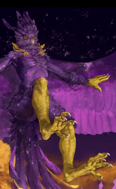Galaxy female anthropomorphic bird in the night sky | Concept Art