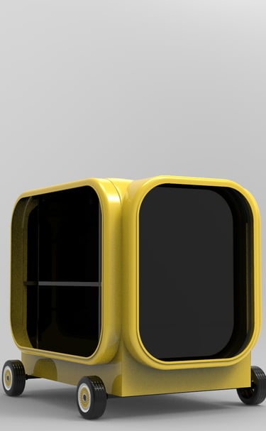 Bapsule : Compact metal pop-up shop with food prep area