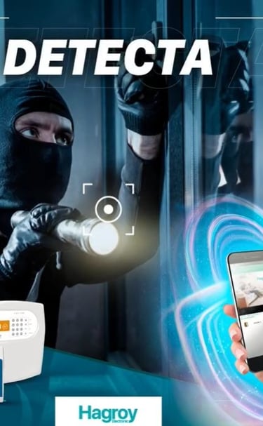 Equipo de seguridad realizando instalación de sistema de alarma profesional
