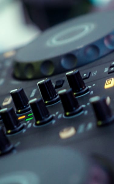 DJ board close-up from DTLA live show captured by BrandNests creative music marketing team.