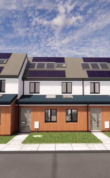 3D model of a row of terrace residential houses, Leeds, UK.